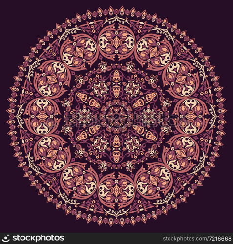 Vector abstract decorative round floral ethnic ornamental illustration. Vector abstract decorative round floral ethnic illustration
