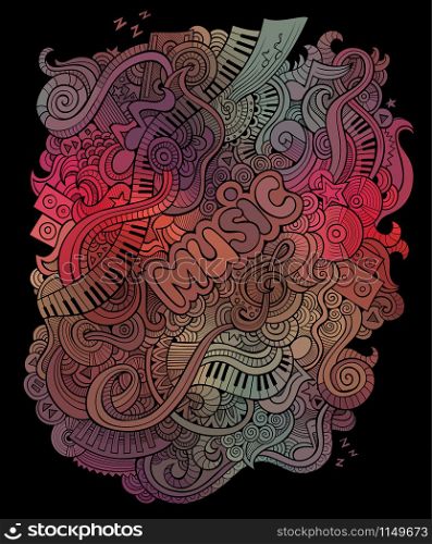 Vector abstract doodles musical elements art background. Vector doodles musical art background