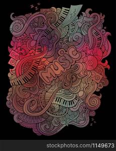 Vector abstract doodles musical elements art background. Vector doodles musical art background