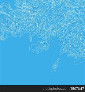 Vector abstract earth relief blue map. Generated conceptual elevation map. Isolines of landscape surface elevation. Geographic map conceptual design. Elegant background for presentations.
