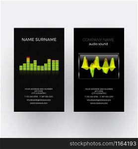 Vector abstract equalizer and oscilloscope. Music business card