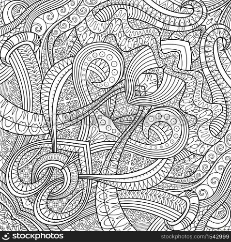 Vector abstract ethnic hand drawn line art background. Vector ethnic hand drawn line art background