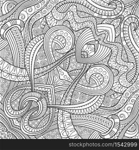 Vector abstract ethnic hand drawn line art background. Vector ethnic hand drawn line art background