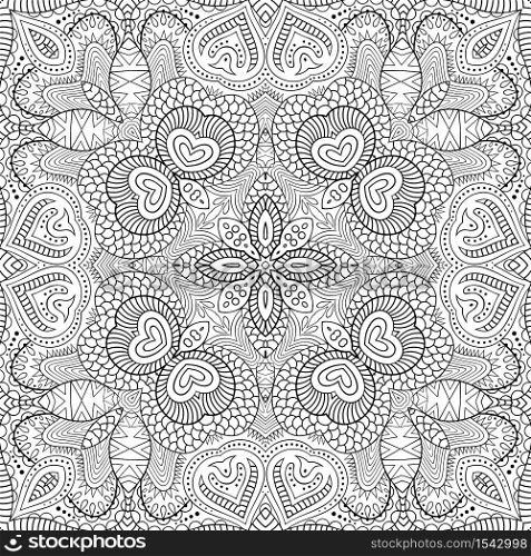 Vector abstract ethnic hand drawn line art seamless pattern. Vector ethnic hand drawn line art seamless pattern