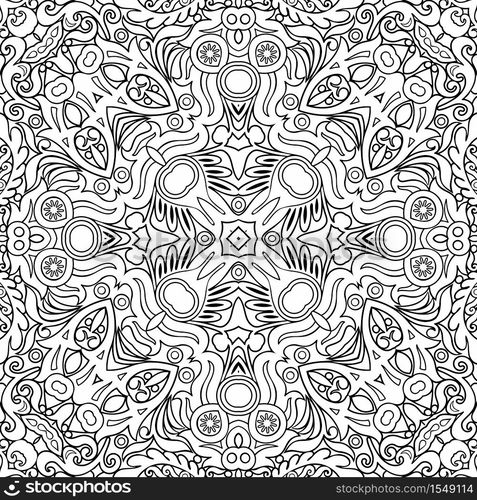 Vector abstract ethnic line art hand drawn background. Seamless sketchy pattern. Vector ethnic line art hand drawn background