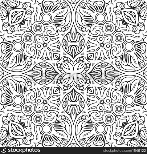 Vector abstract ethnic line art hand drawn background. Seamless sketchy pattern. Vector ethnic line art hand drawn background