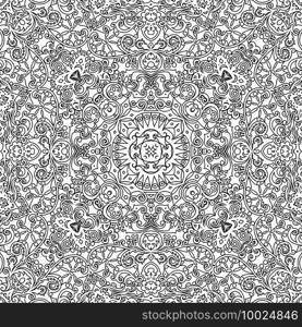 Vector abstract ethnic nature hand drawn ornamental background. Black and white seamless pattern. Vector abstract ethnic nature ornamental background