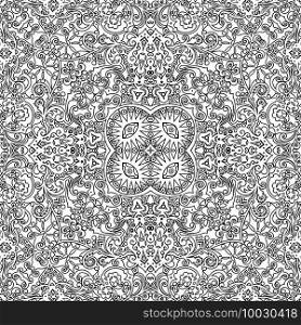 Vector abstract ethnic nature hand drawn ornamental background. Black and white seamless pattern. Vector abstract ethnic nature ornamental background