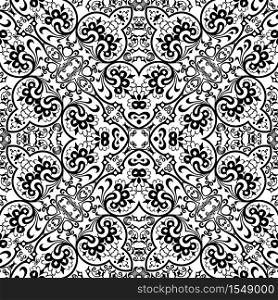 Vector abstract ethnic nature hand drawn ornamental background. Black and white seamless pattern. Vector ethnic hand drawn ornamental background.