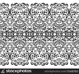 Vector abstract ethnic nature hand drawn ornamental background. Black and white seamless pattern. Vector ethnic nature ornamental background