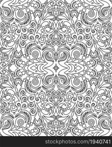 Vector abstract ethnic nature hand drawn ornamental background. Black and white seamless pattern. Vector abstract ethnic nature hand drawn ornamental background.