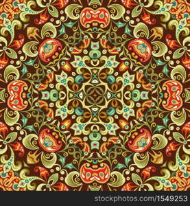 Vector abstract ethnic nature hand drawn ornamental background. Colorful seamless pattern. Vector ethnic nature ornamental background