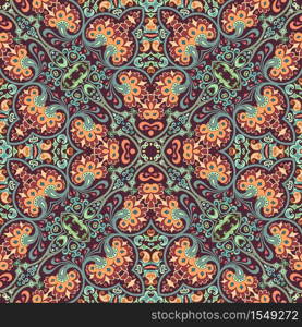 Vector abstract ethnic nature hand drawn ornamental background. Colorful seamless pattern. Vector ethnic nature ornamental background