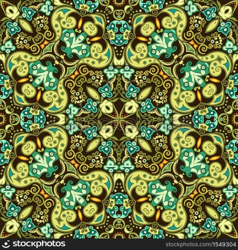 Vector abstract ethnic nature hand drawn ornamental background. Colorful seamless pattern. Vector ethnic nature ornamental background