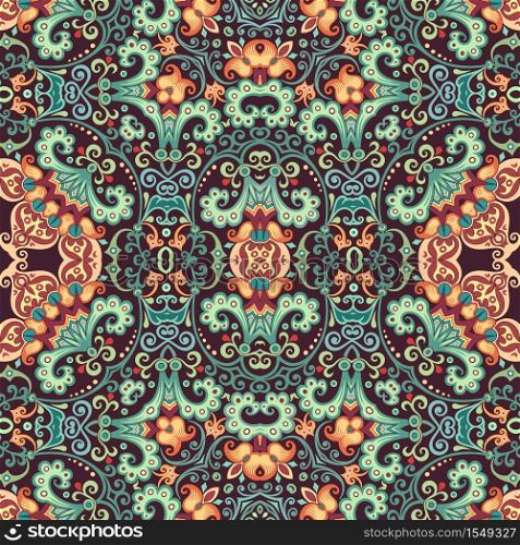 Vector abstract ethnic nature hand drawn ornamental background. Colorful seamless pattern. Vector ethnic nature ornamental background