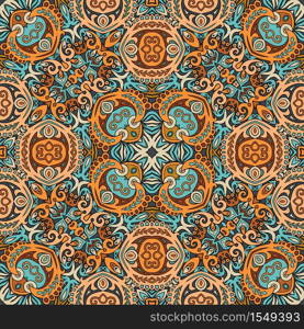 Vector abstract ethnic nature hand drawn ornamental background. Colorful seamless pattern. Vector ethnic nature ornamental background