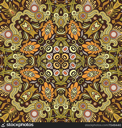 Vector abstract ethnic nature hand drawn ornamental background. Colorful seamless pattern. Vector ethnic nature ornamental background