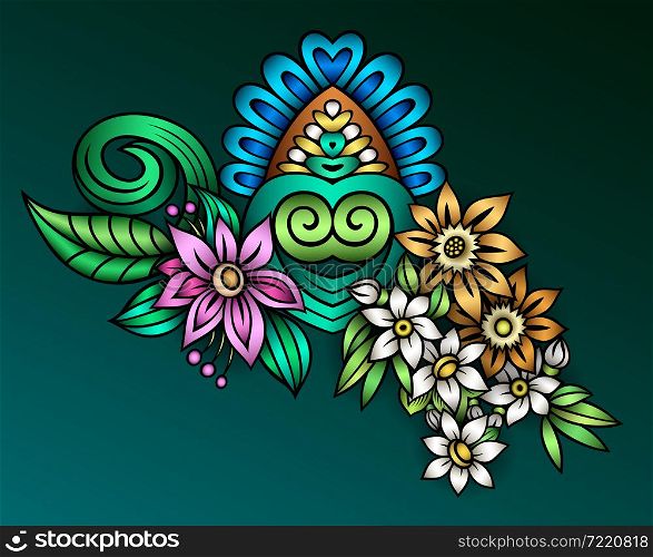 Vector abstract ethnic nature hand drawn ornamental colorful illustration. Vector abstract ethnic nature hand drawn ornamental illustration