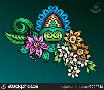 Vector abstract ethnic nature hand drawn ornamental colorful illustration. Vector abstract ethnic nature hand drawn ornamental illustration