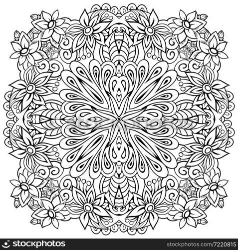 Vector abstract ethnic nature hand drawn ornamental line art background.. Vector abstract ethnic nature hand drawn line art background.