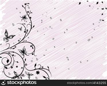vector abstract floral background with butterflies