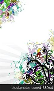 vector abstract floral background with rays