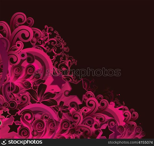 vector abstract floral background with stars
