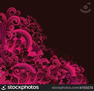 vector abstract floral background with stars