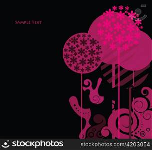 vector abstract floral background with trees