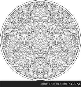 Vector abstract floral ethnic hand drawn line art mandala. Vector abstract floral ethnic line art mandala