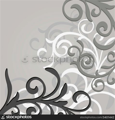 vector abstract floral pattern, vintage, monochrome, place for your text