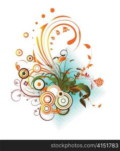 vector abstract floral with circles