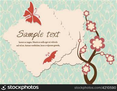 vector abstract frame with butterflies
