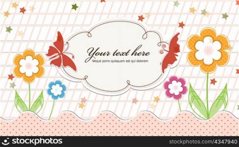 vector abstract frame with butterflies