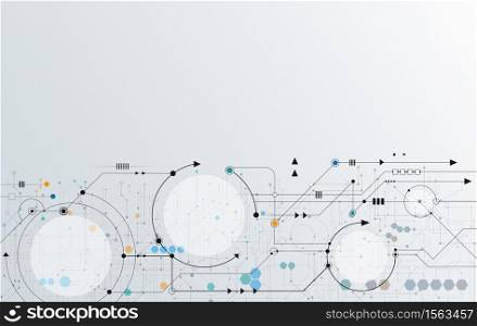 Vector Abstract futuristic circuit board, Illustration high computer technology dark blue color background. Hi-tech digital technology concept