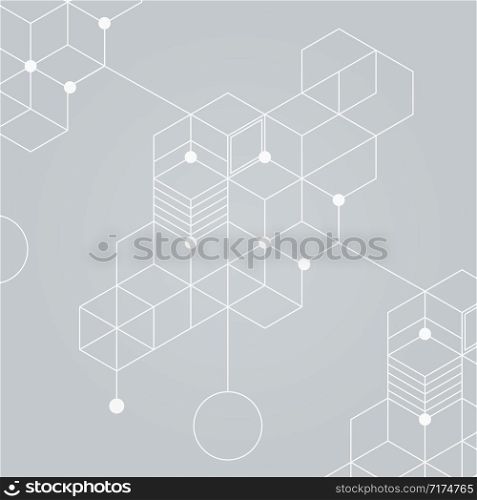 Vector abstract geometric background with square mesh lines and points.