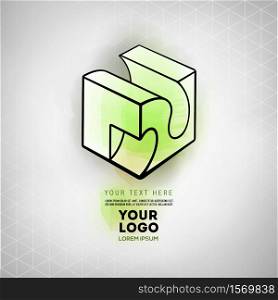 Vector abstract geometric figure cube logo design. Vector geometric figure cube logo design