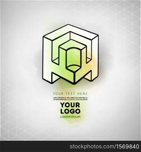 Vector abstract geometric figure cube logo design. Vector geometric figure cube logo design