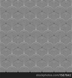 Vector abstract geometric forms background with distortion effect. Rhythmic graphics seamless pattern. Vector geometric forms with distortion effect