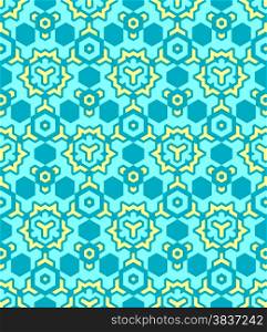 vector abstract geometric kaleidoscopic yellow blue seamless pattern&#xA;