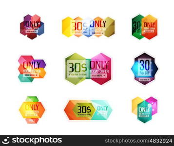 Vector abstract geometric sale labels, tags and banners