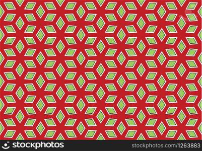 Vector abstract geometric seamless pattern, background texture. In red, white, green and black colors.