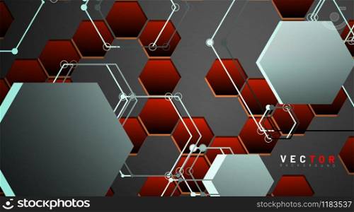 Vector Abstract geometric shape. hexagon with line .Vector Illustration For Wallpaper, Banner, Background, Card, landing page , etc