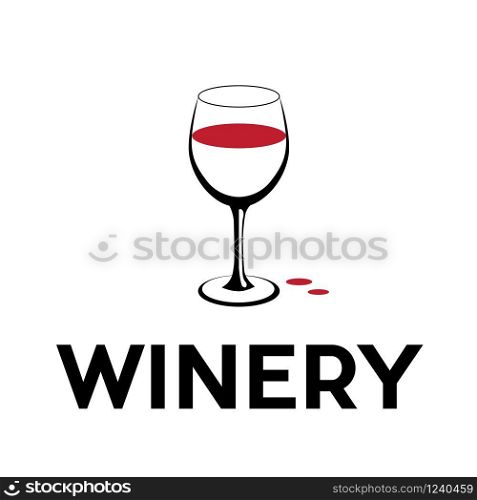 Vector abstract glass of wine, winery concept