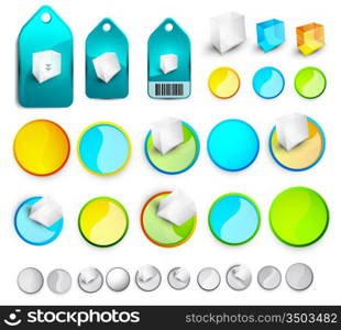 Vector abstract glossy buttons and tags