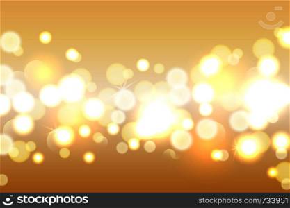 Vector abstract gold background with blur golden bokeh light effect.