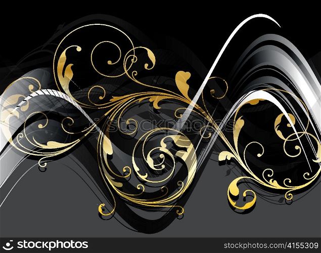 vector abstract gold floral background