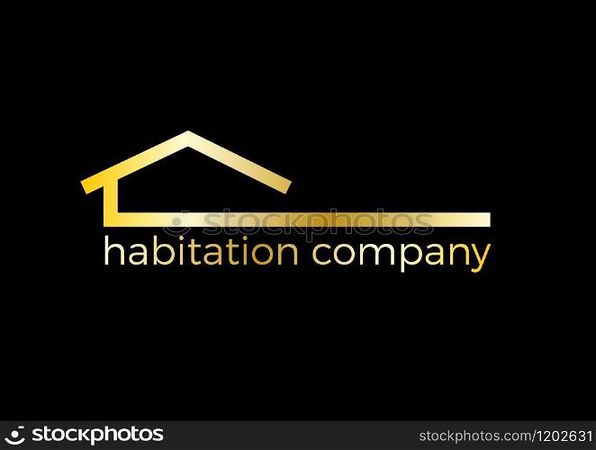 Vector abstract golden house, real estate agency