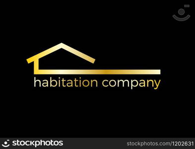 Vector abstract golden house, real estate agency