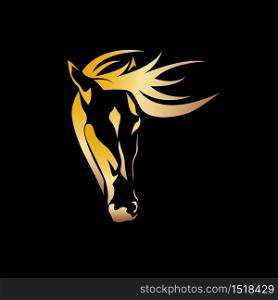 Vector abstract golden portrait of a horse, black background